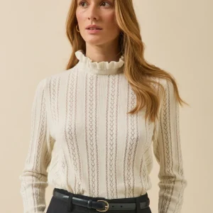 Pull col volanté femme coton biologique et cachemire