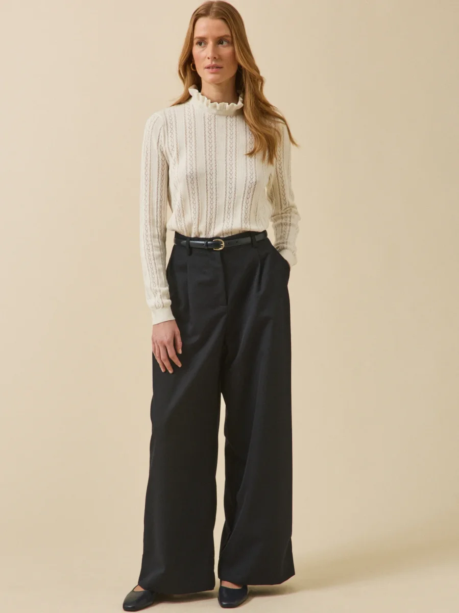 Pull col volanté femme coton biologique et cachemire – Image 5