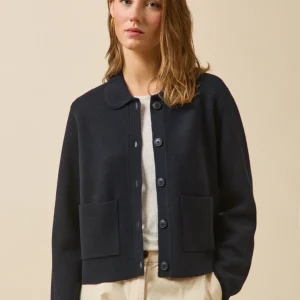 Gilet col chemise maille milano femme