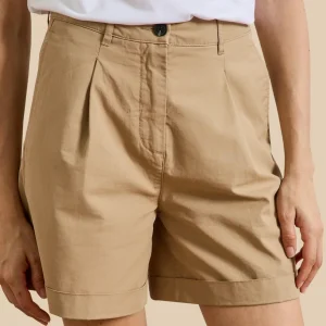 Short chino coton et lin femme