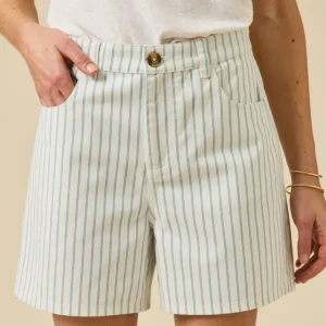 Short coton rayé femme