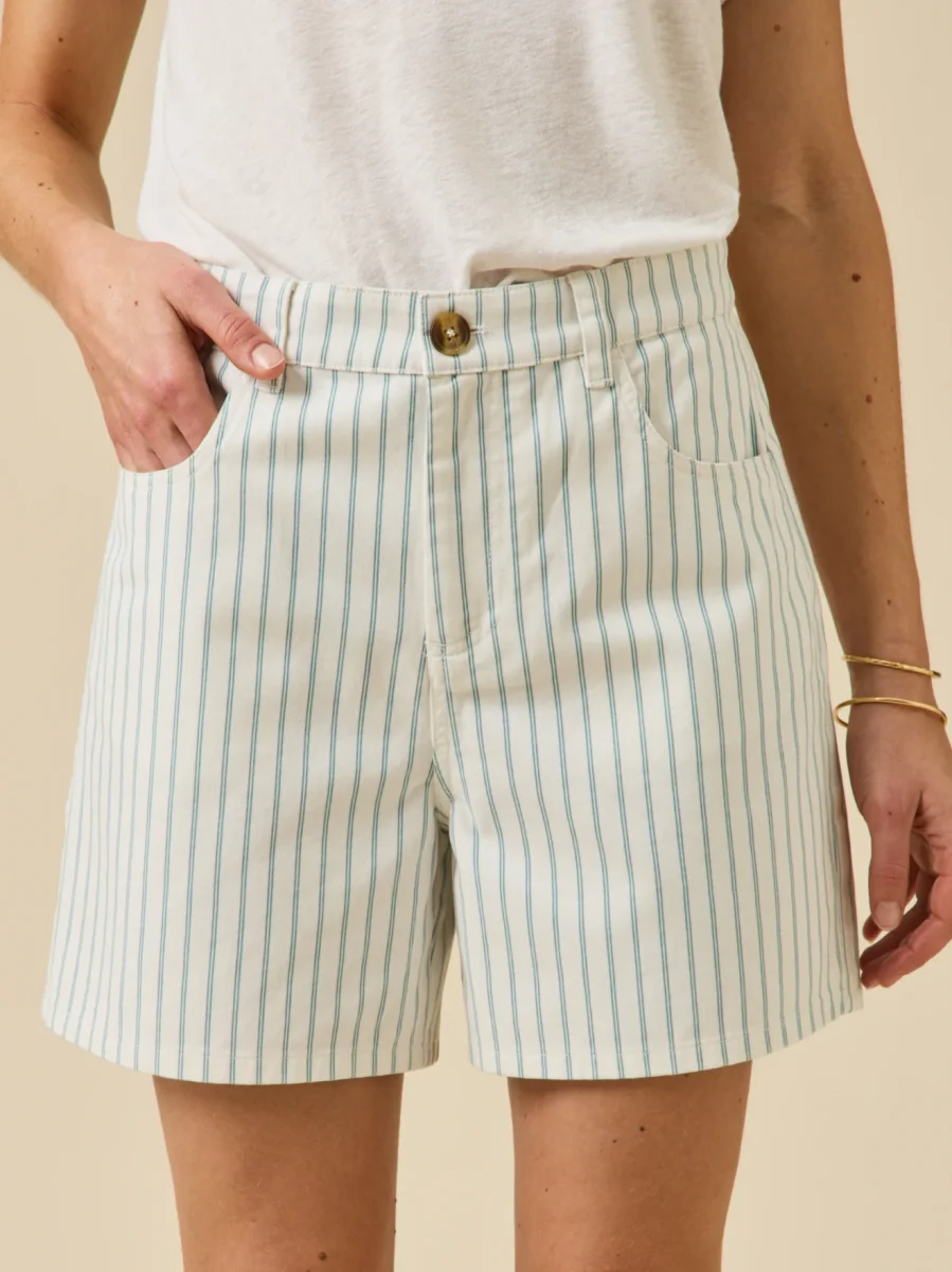 Short coton rayé femme