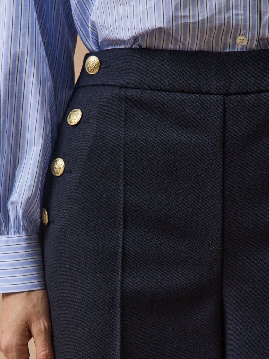 Pantalon large à pont boutons dorés femme Maé – Image 4