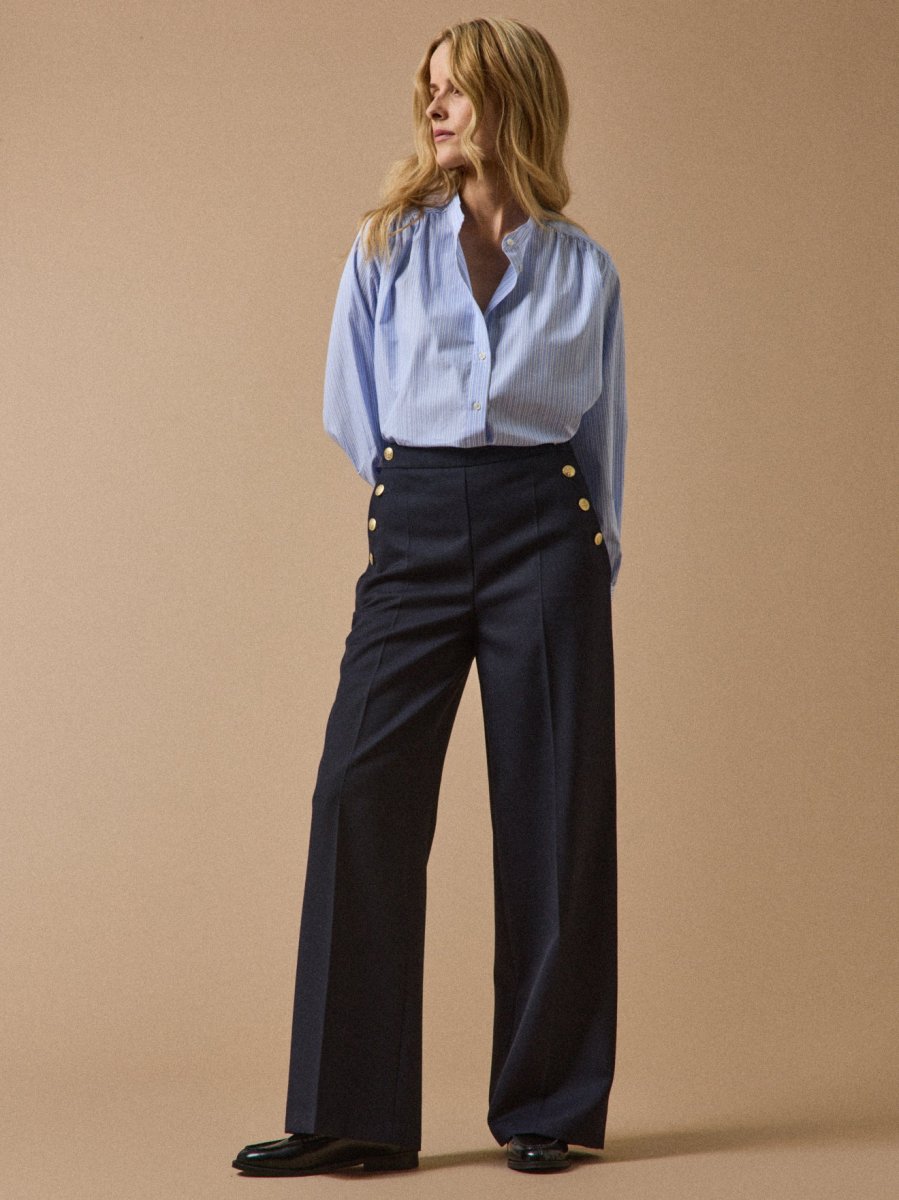 Pantalon large à pont boutons dorés femme Maé – Image 6