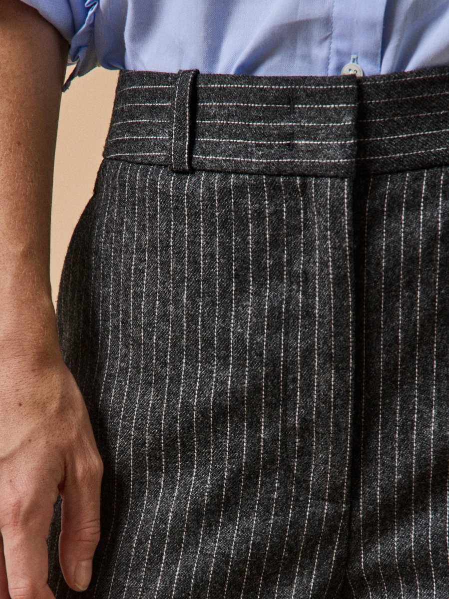 Pantalon droit tailleur lainage rayé femme Alma – Image 5