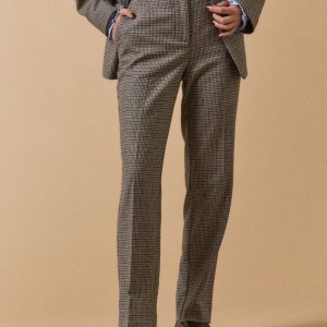 Pantalon cigarette lainage mini carreaux femme Léa