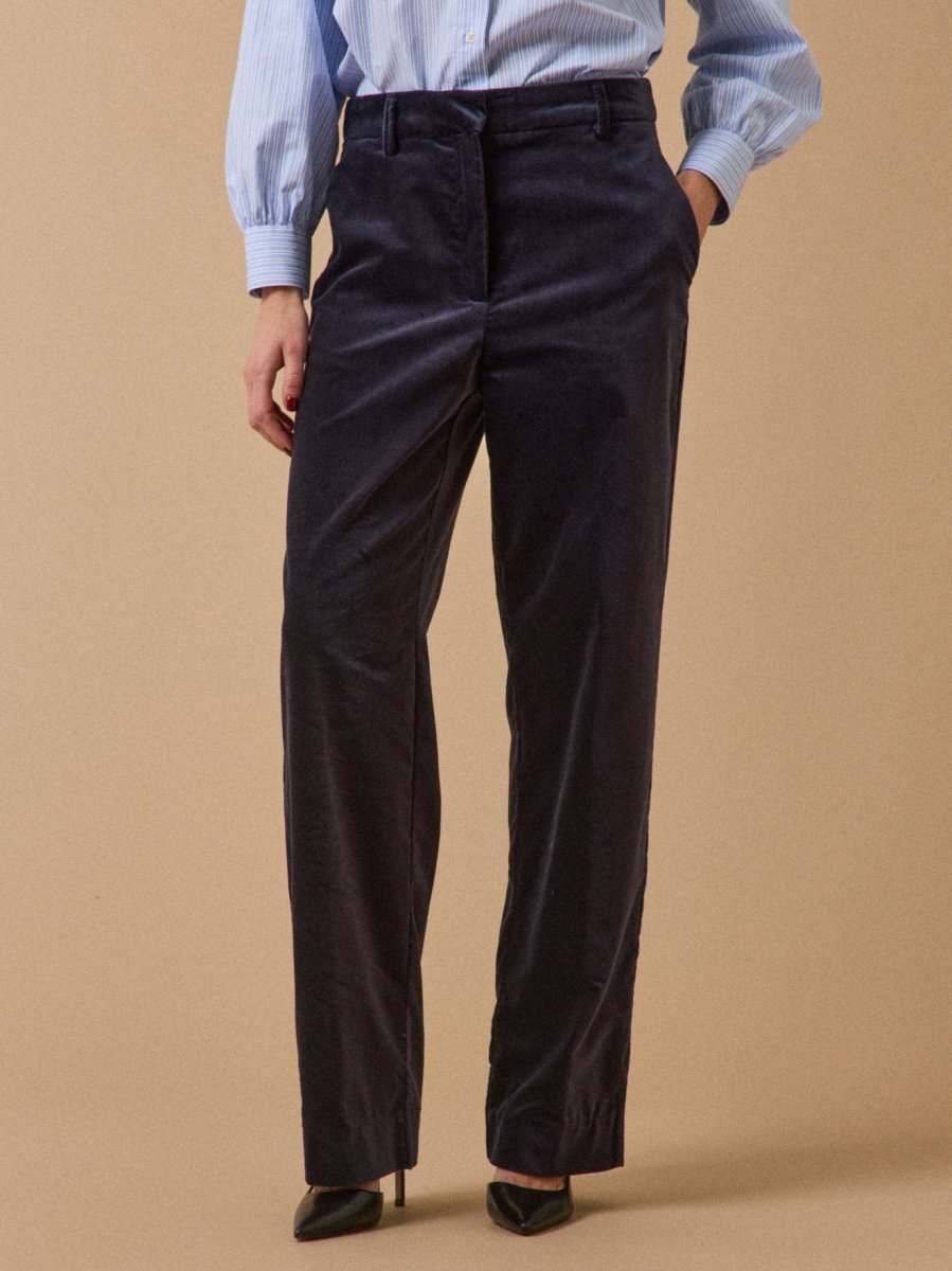 Pantalon cigarette velours lisse femme Léa