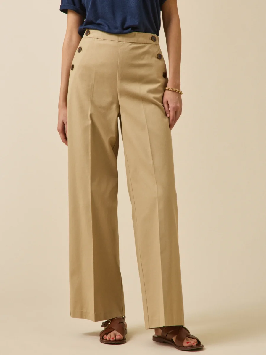 Pantalon large à pont femme Maé