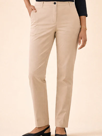 Pantalon cigarette satin de coton femme Eve