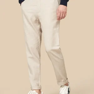 Pantalon taille élastiquée coton et lin homme