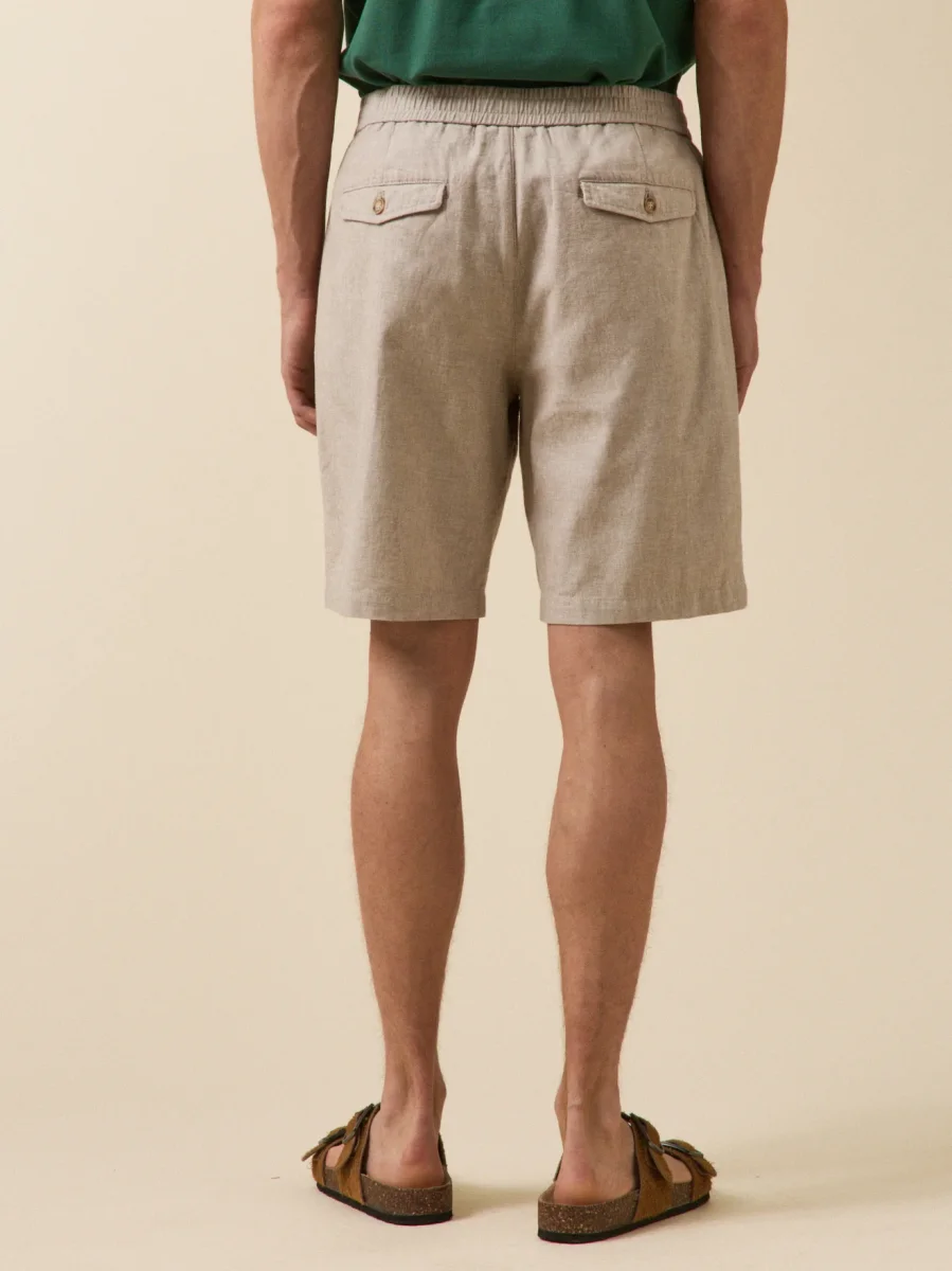 Bermuda coton lin stretch taille élastiquée homme – Image 4