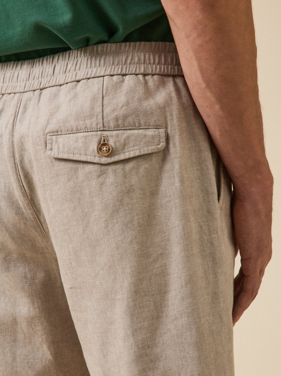 Bermuda coton lin stretch taille élastiquée homme – Image 6