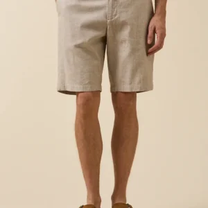 Bermuda coton lin stretch taille élastiquée homme