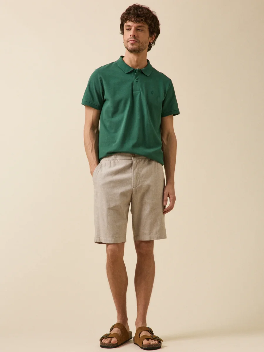 Bermuda coton lin stretch taille élastiquée homme – Image 7