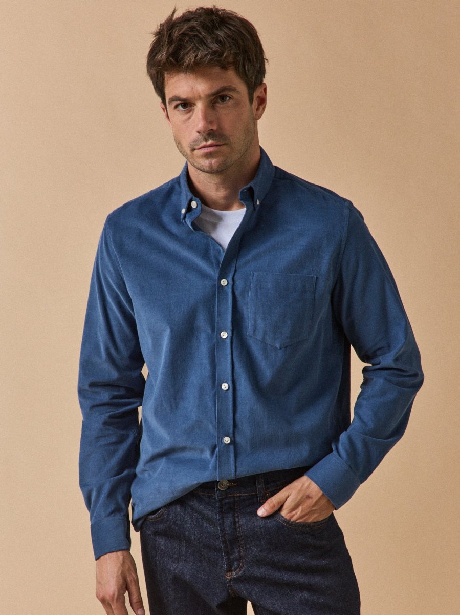 Chemise velours homme coupe contemporaine – Image 2