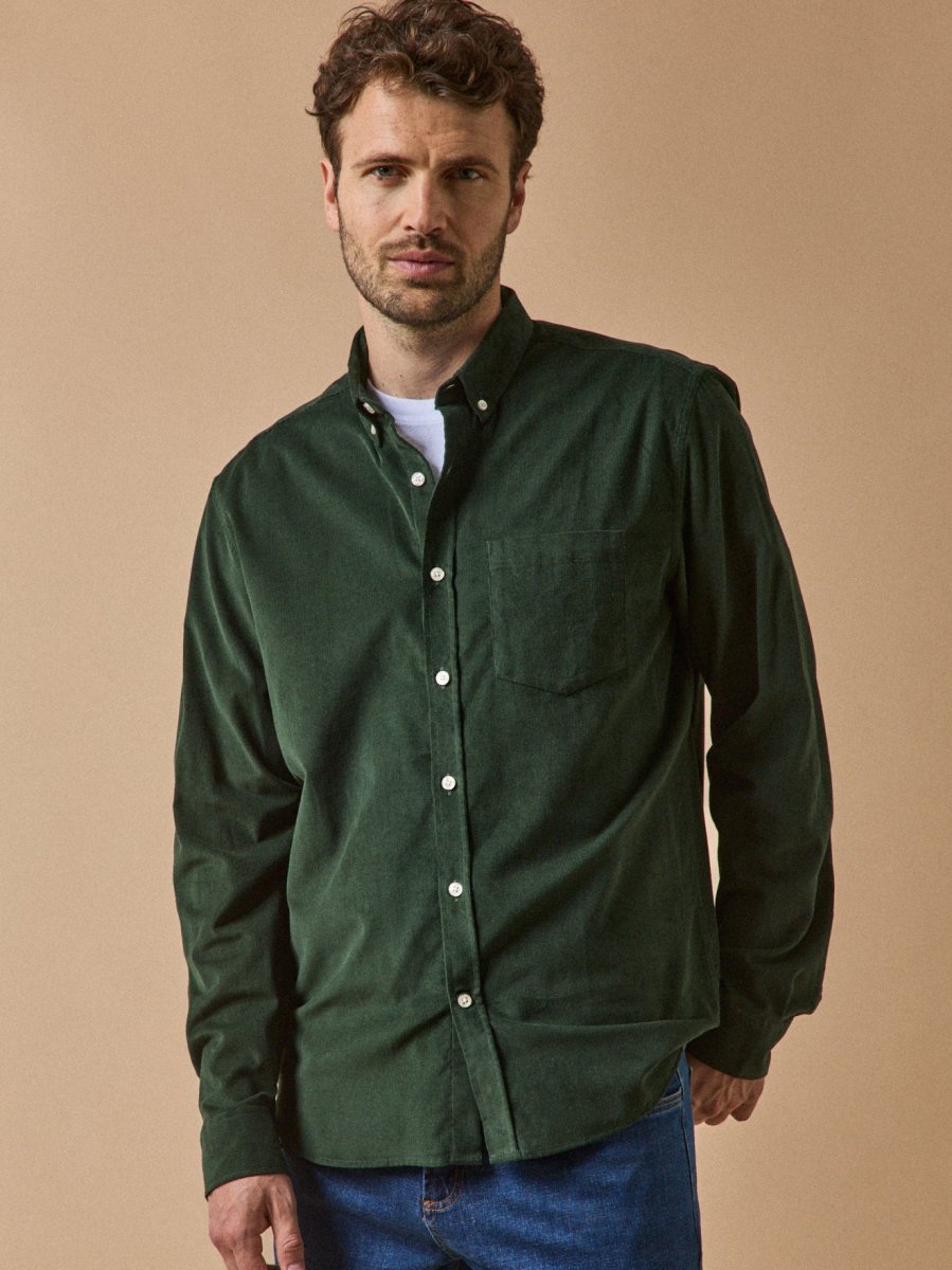 Chemise velours homme coupe contemporaine – Image 2