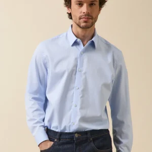 Chemise twill uni homme coupe contemporaine