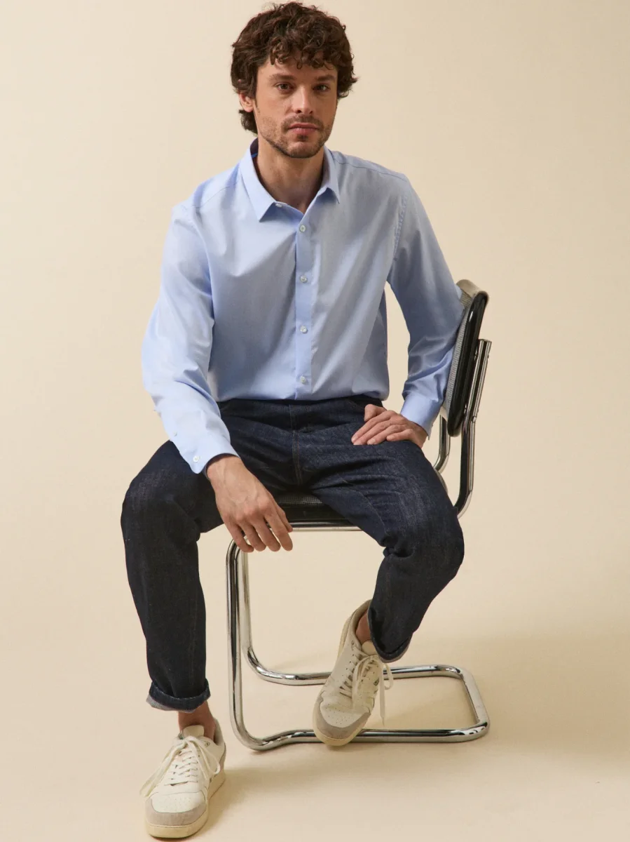 Chemise twill uni homme coupe contemporaine – Image 7
