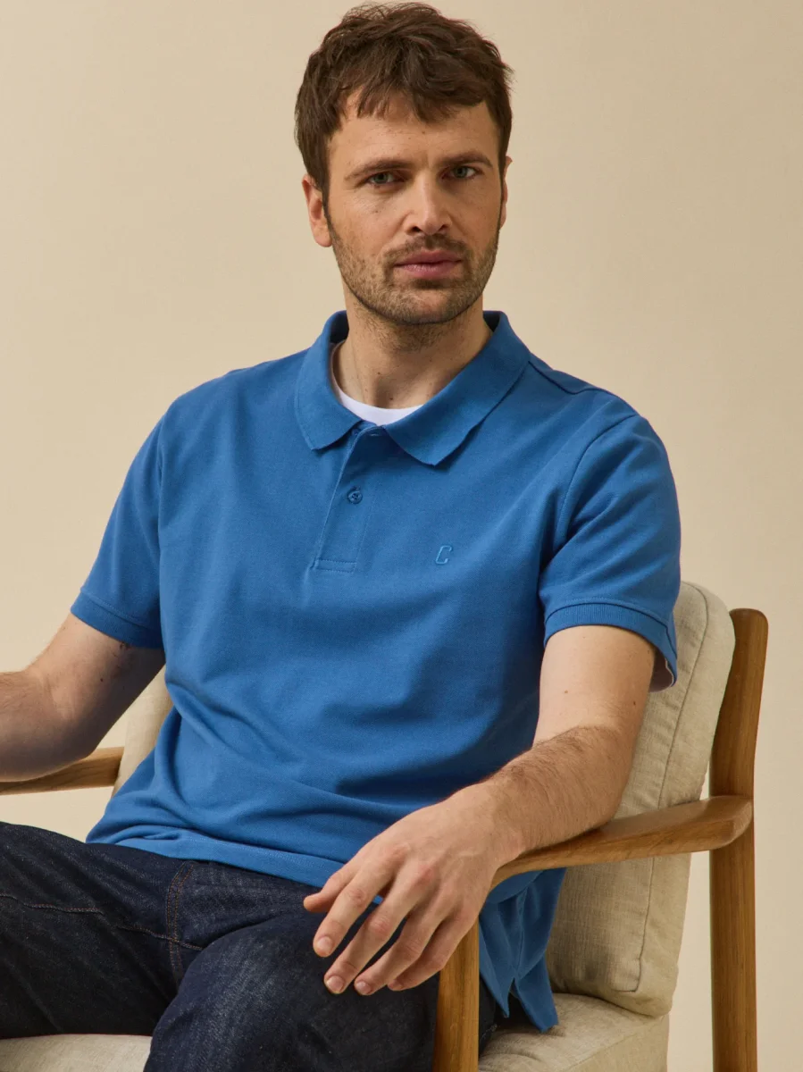 Polo uni maille piquée homme coton biologique