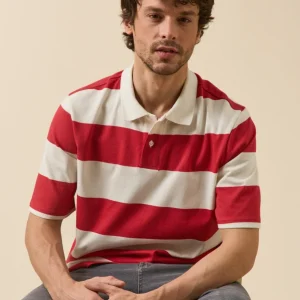 Polo rayé homme coton biologique