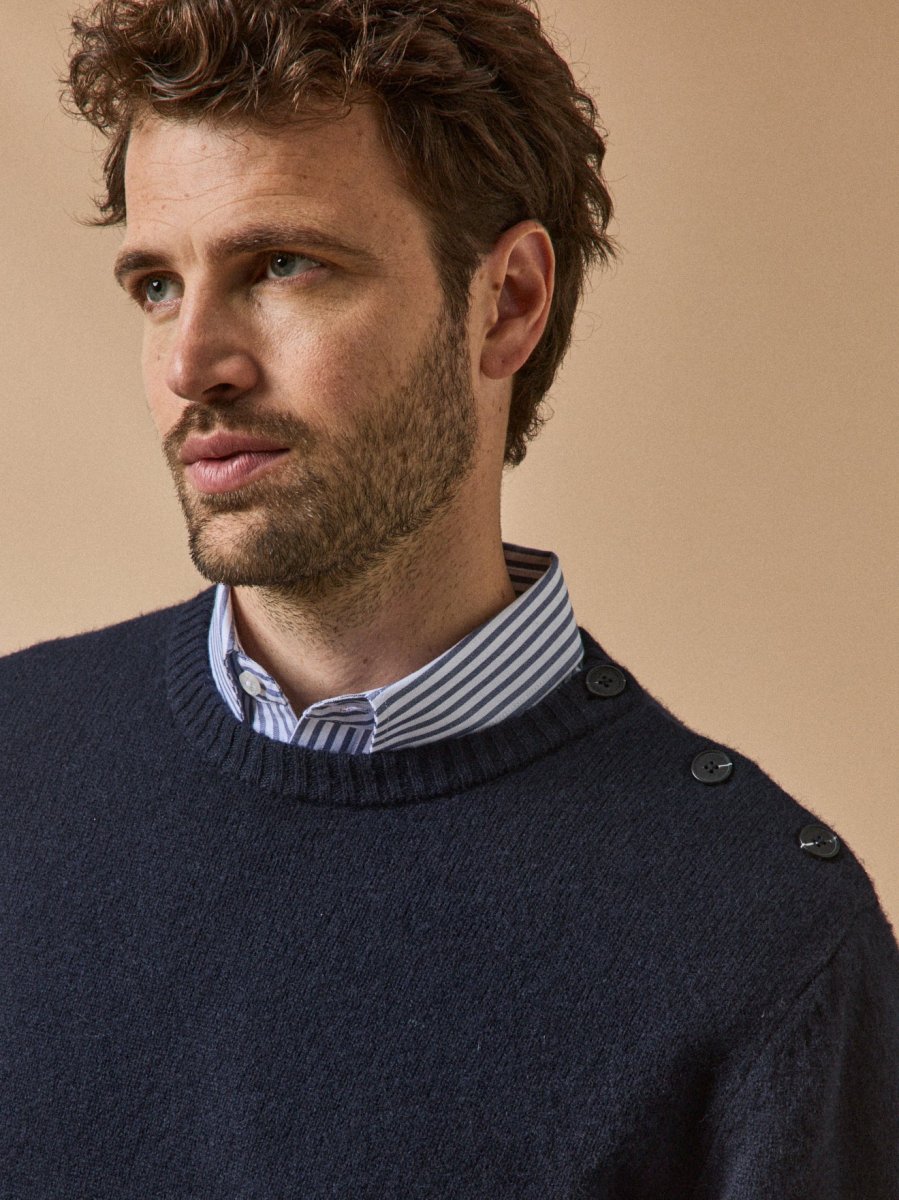 Pull boutonné laine mérinos homme – Image 5