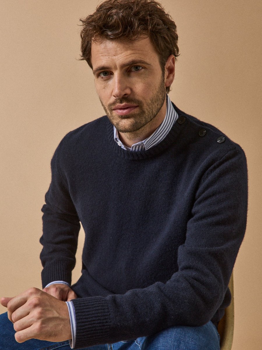 Pull boutonné laine mérinos homme – Image 3