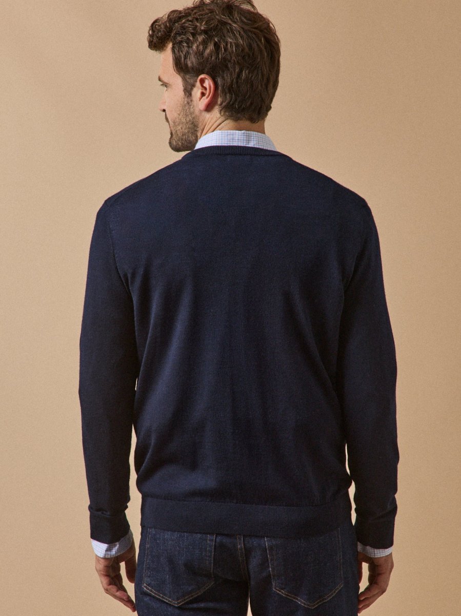 Pull fin col rond laine mérinos homme – Image 3