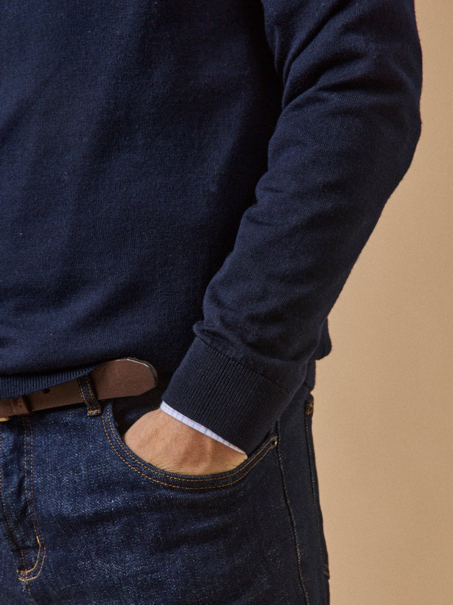 Pull fin col rond laine mérinos homme – Image 4