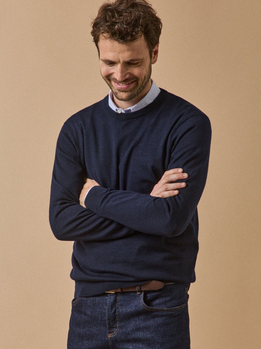 Pull fin col rond laine mérinos homme – Image 2