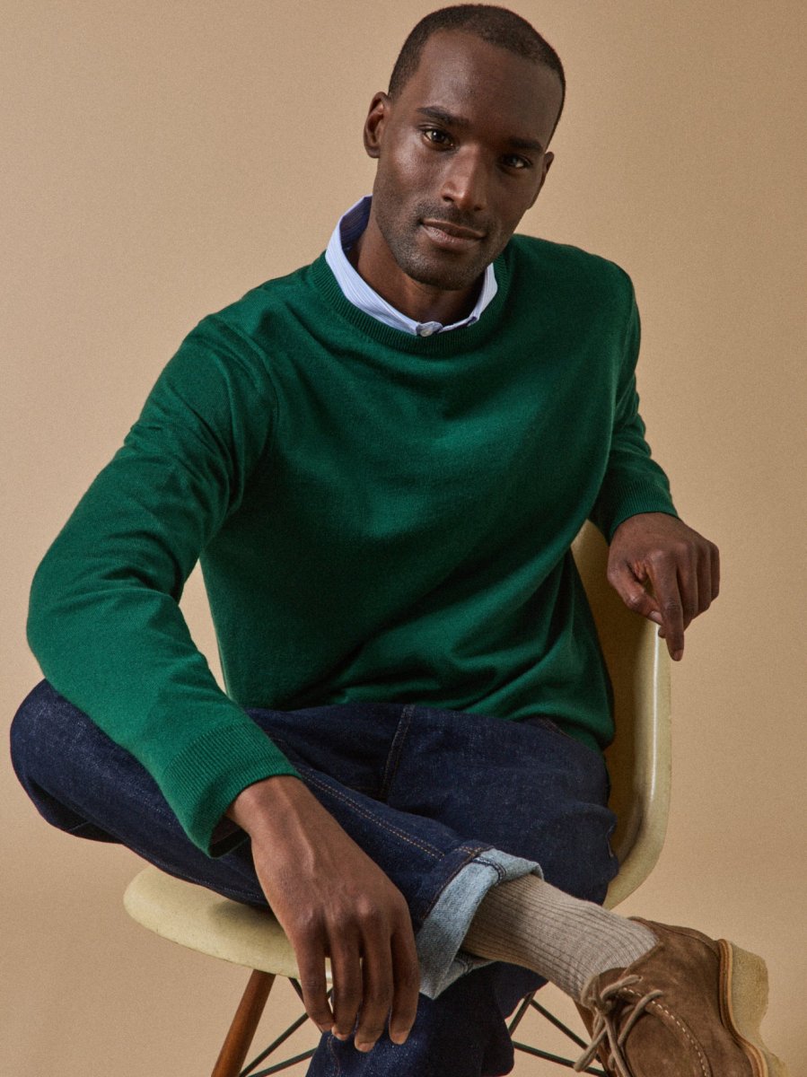 Pull fin col rond laine mérinos homme – Image 3