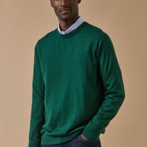 Pull fin col rond laine mérinos homme