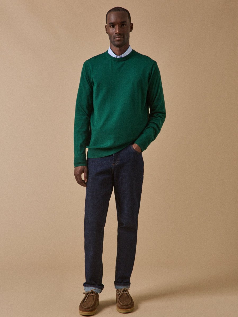 Pull fin col rond laine mérinos homme – Image 6