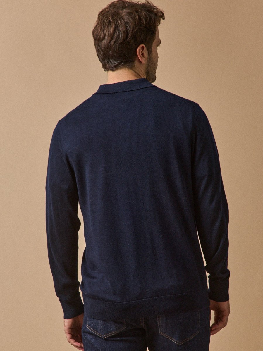Pull fin col polo laine mérinos homme – Image 3