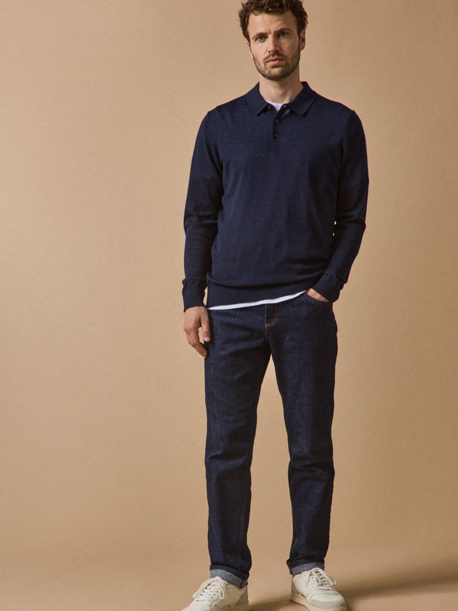 Pull fin col polo laine mérinos homme – Image 6