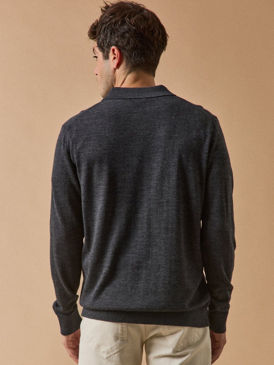 Pull fin col polo laine mérinos homme – Image 4