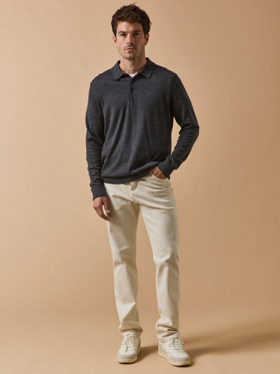 Pull fin col polo laine mérinos homme – Image 6