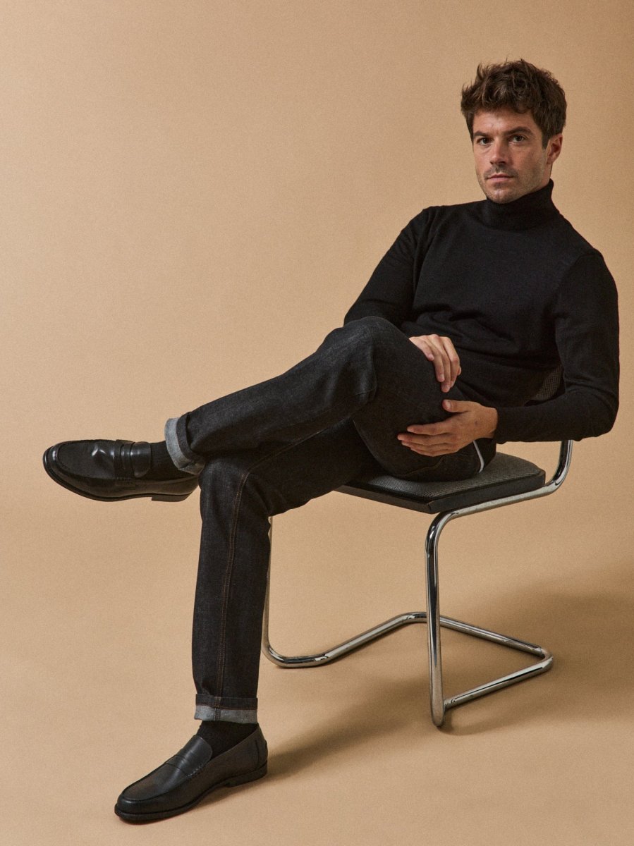 Pull fin col roulé laine mérinos homme – Image 6