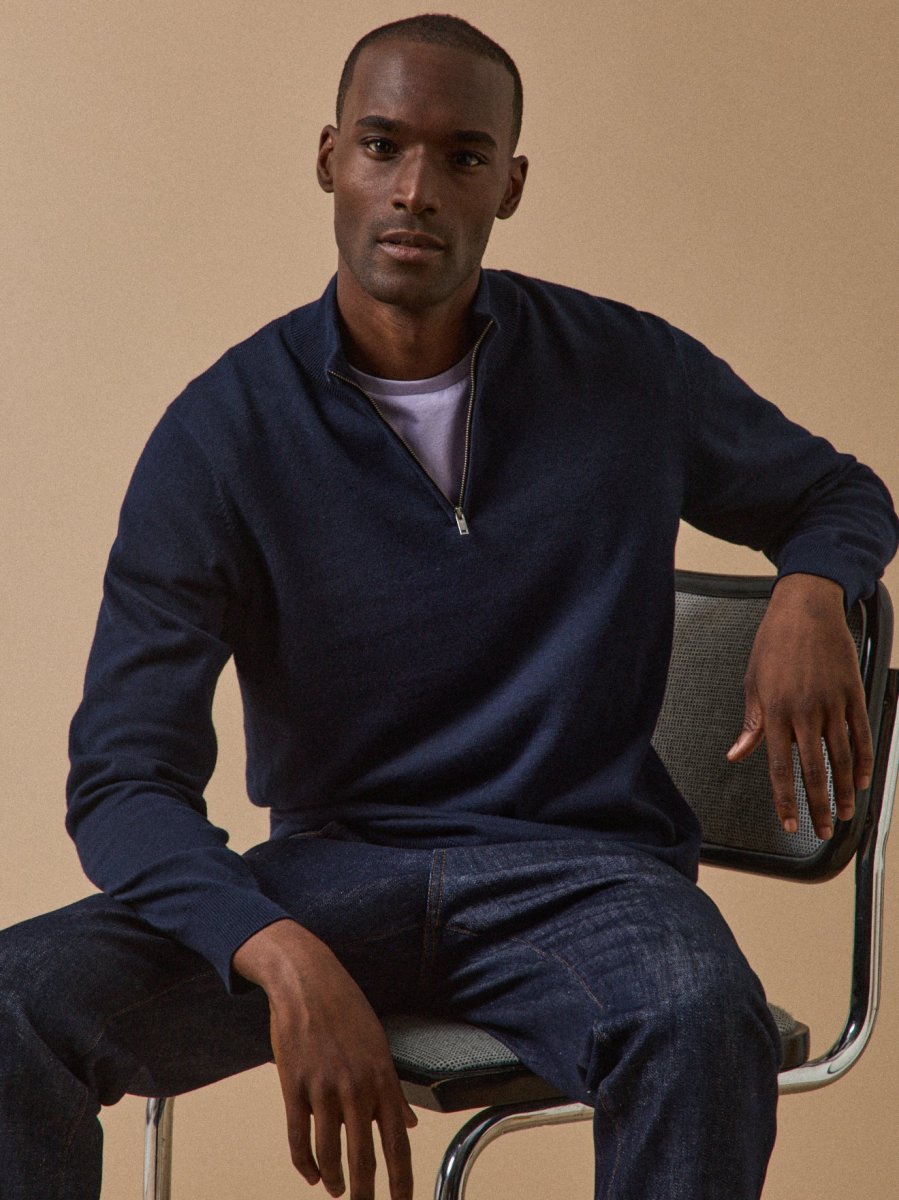 Pull col montant homme coton biologique et cachemire – Image 2