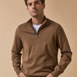 Pull col montant homme coton biologique et cachemire