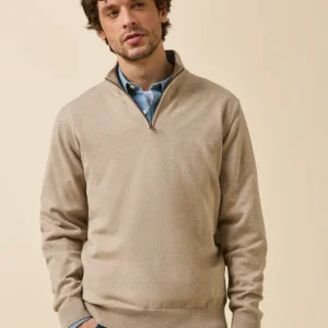 Pull col montant homme coton biologique et cachemire