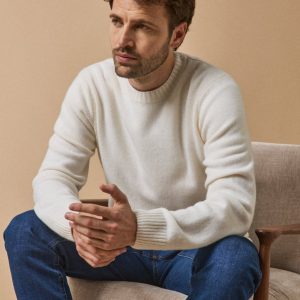 Pull col rond homme mélange laine