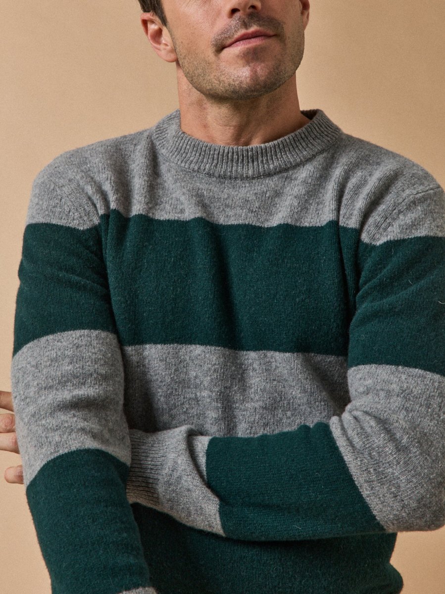 Pull rayé en laine majoritaire homme – Image 4