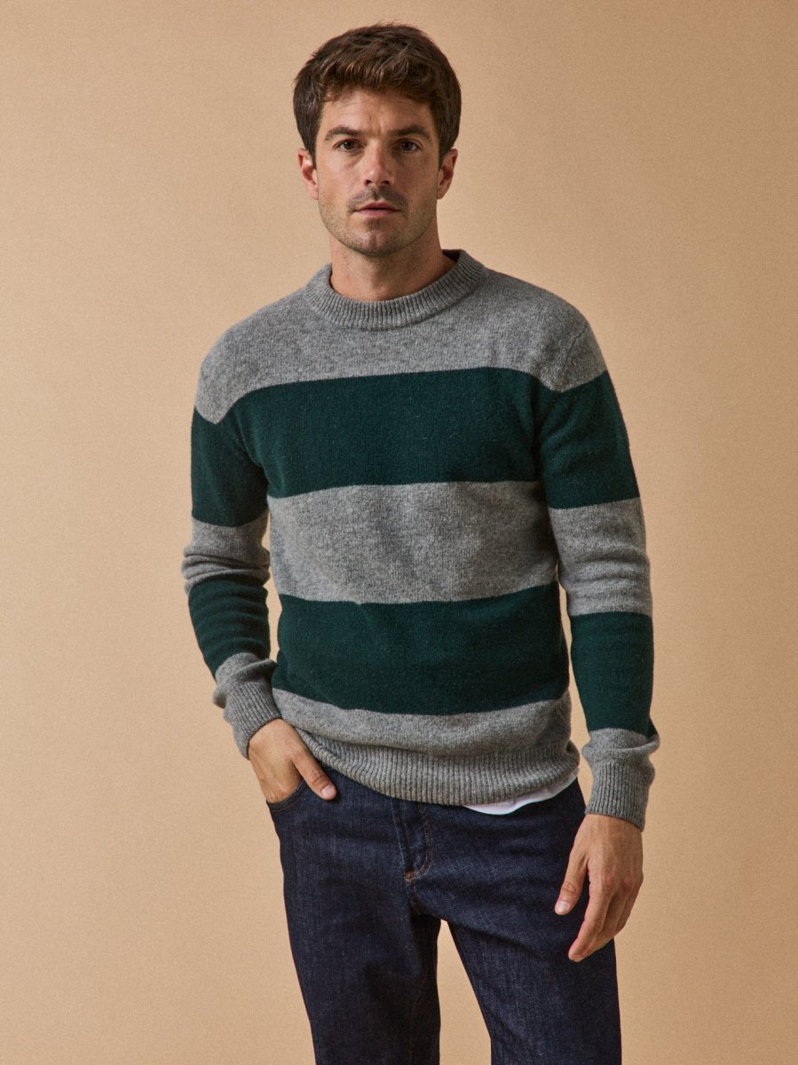 Pull rayé en laine majoritaire homme – Image 2