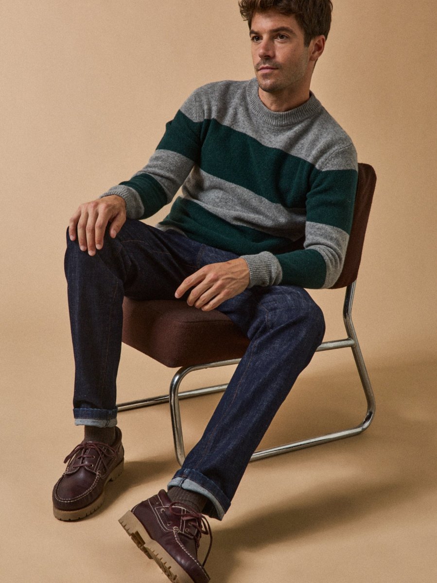 Pull rayé en laine majoritaire homme – Image 8