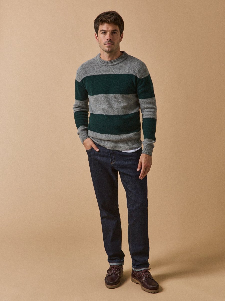 Pull rayé en laine majoritaire homme – Image 7