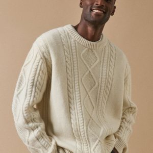 Pull torsades homme en laine