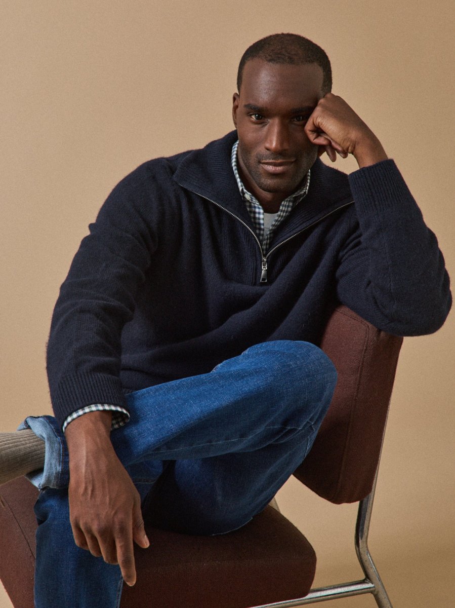 Pull col camionneur zippé laine mérinos homme – Image 3