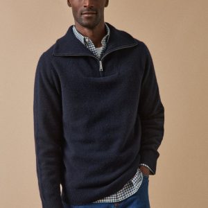 Pull col camionneur zippé laine mérinos homme