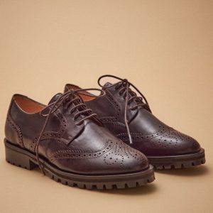 Derbies bout fleuri lacées cuir femme