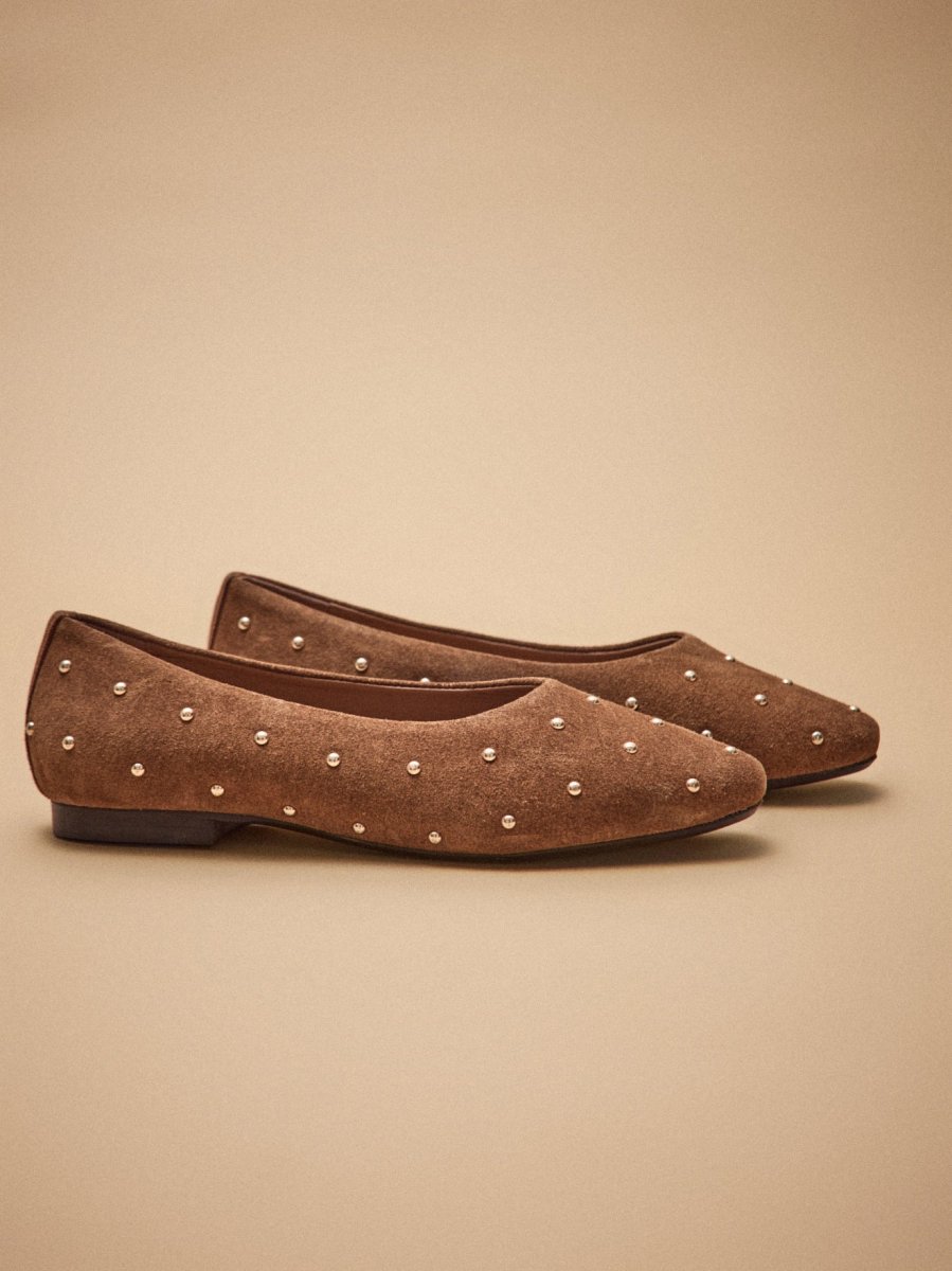 Ballerines cloutées cuir velouté femme – Image 3